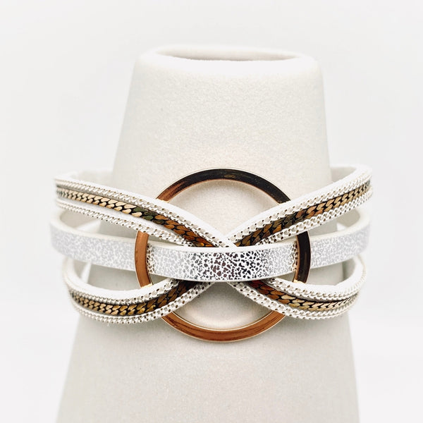 Magnetic Buckle Ring Leather Bangle Bracelet