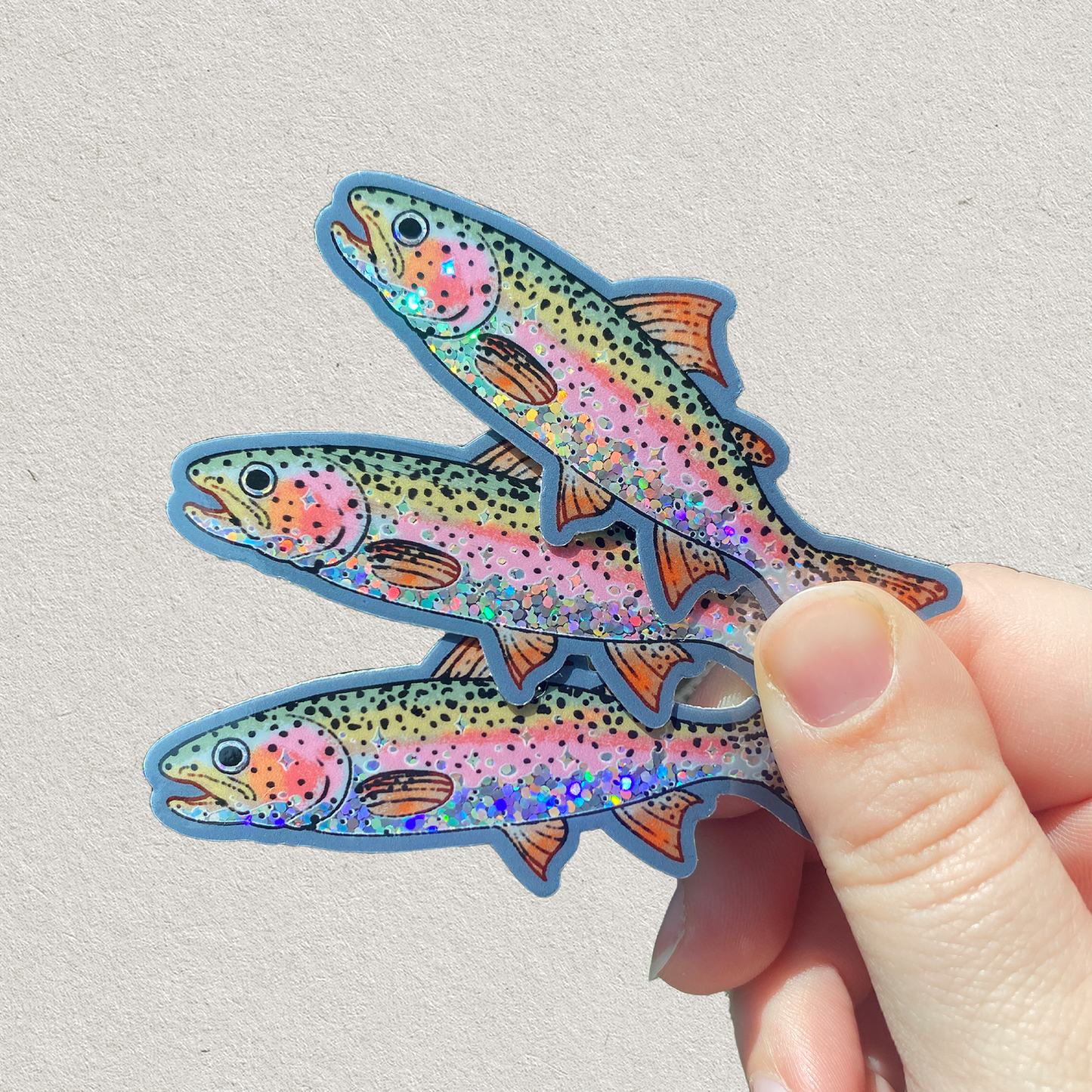 Rainbow Trout Glitter Stickers