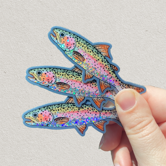 Rainbow Trout Glitter Stickers