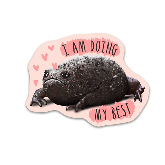 Black Rain Frog Sticker - I Am Doing My Best