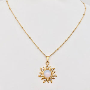 Sun & crystal pendant necklace