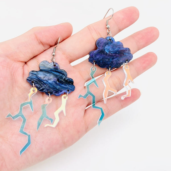 rain & lightning cloud earrings