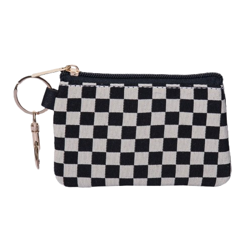 Black and White Checkered Zip pouch