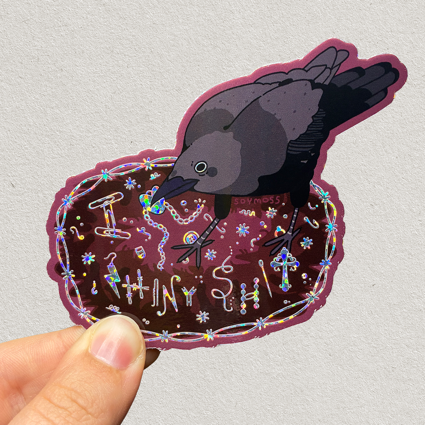 I Love Shiny Sh*t Crow Glitter Sticker