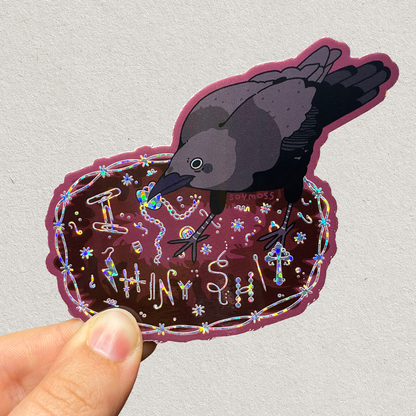 I Love Shiny Sh*t Crow Glitter Sticker