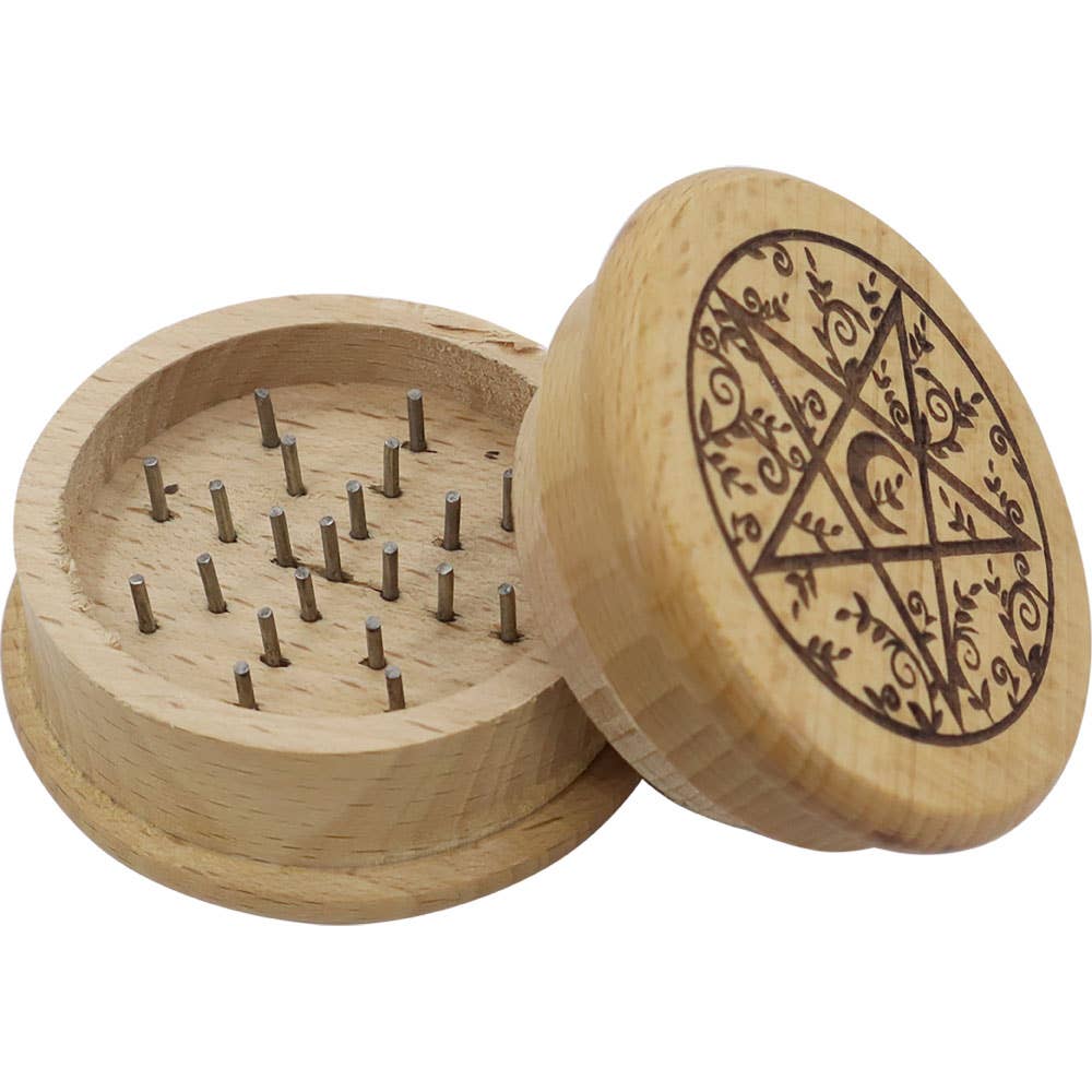 Wood Herb Grinder - Pentacle