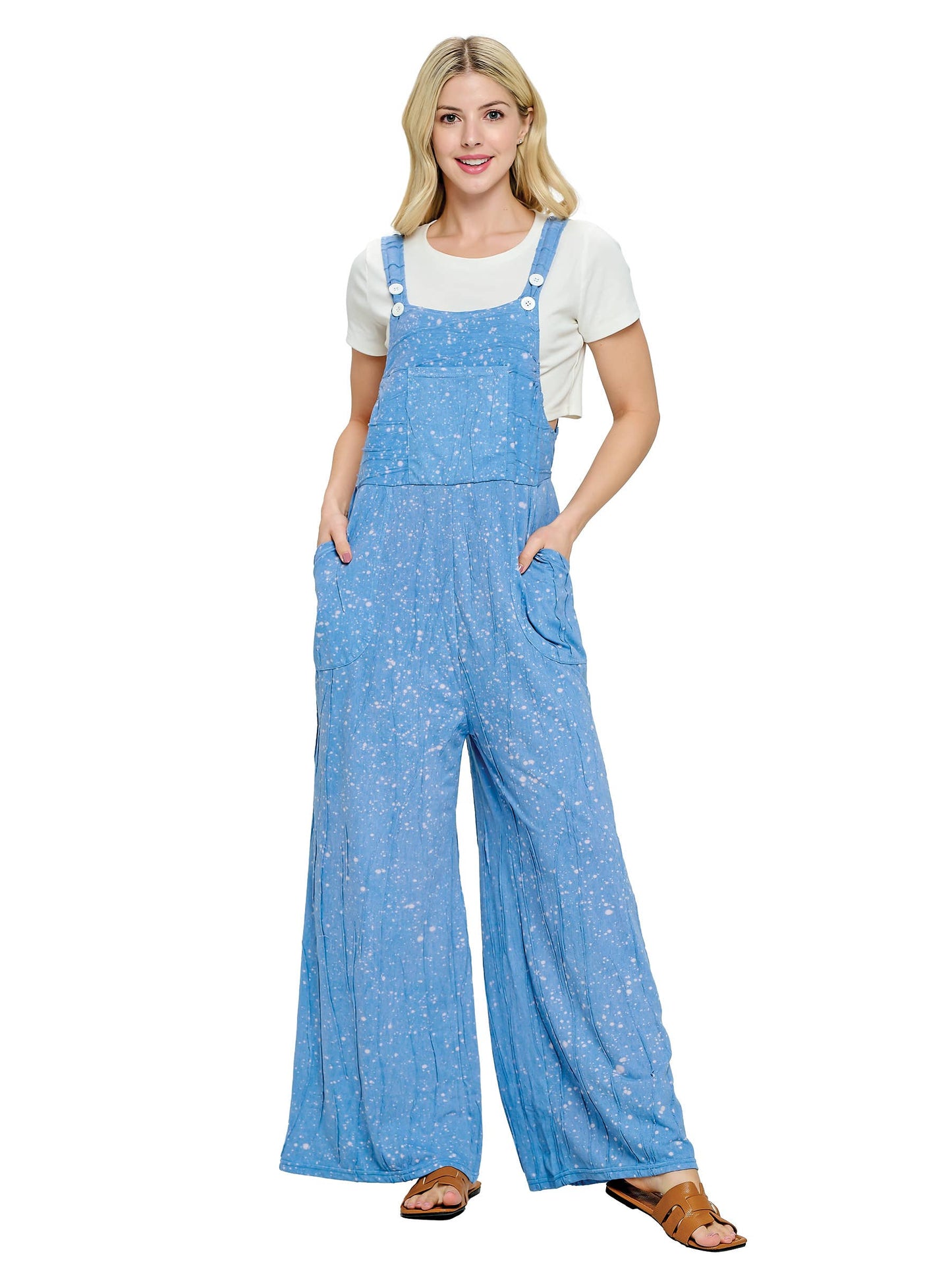 Boho Splatter Hippie Multi Dot Dye Overalls