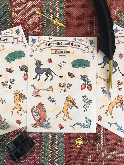 Medieval Manuscript Creatures Waterproof Vinyl Sticker Sheet