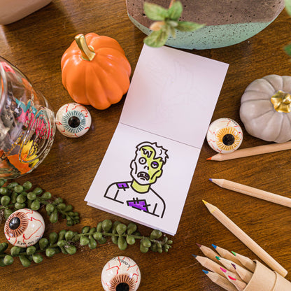 50 Pages Halloween Spooky-theme Mini Coloring Book