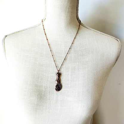 Moss Agate Fox Pendant Necklace