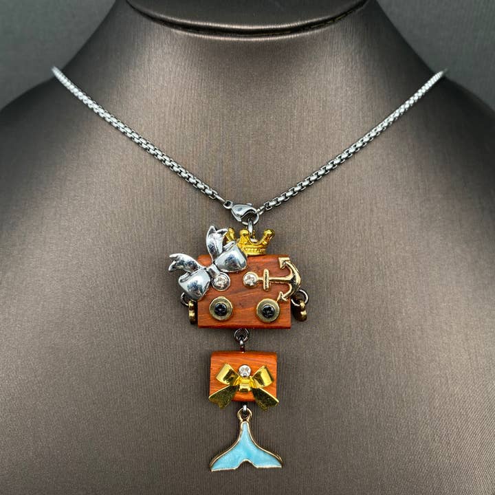 Steampunk Robot pendant necklaces