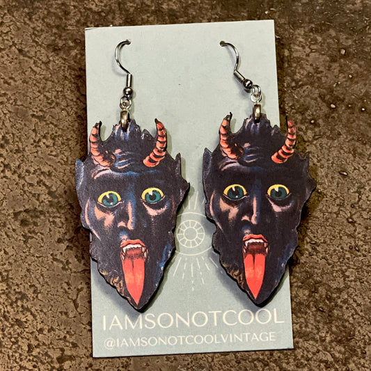 Krampus face earrings