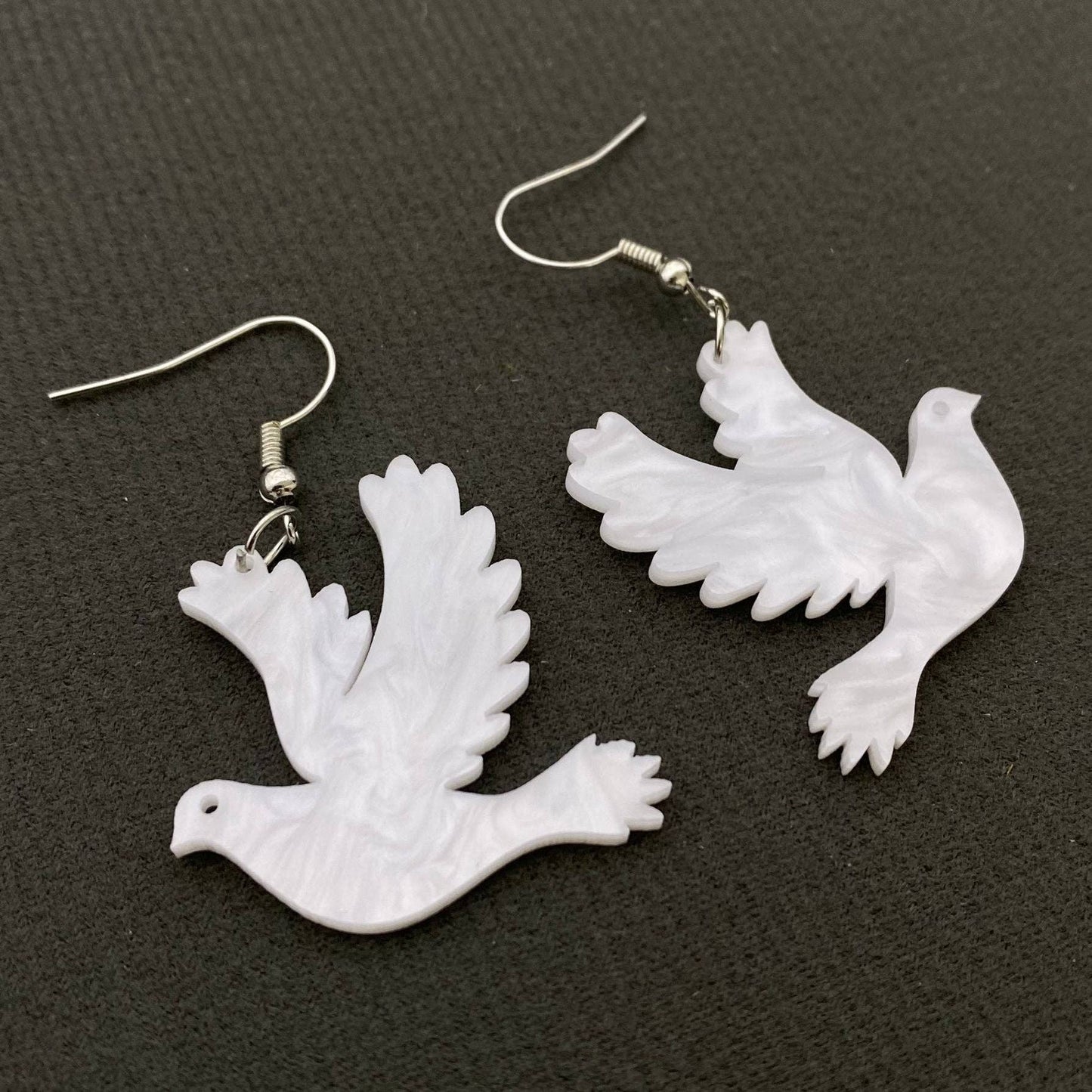 White Acrylic Dove Earrings