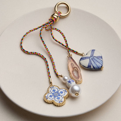Multicolor Cord Bag Charm | Pearl & Ceramic Accents