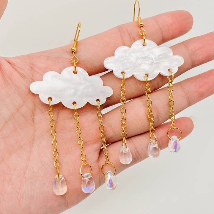 rain & lightning cloud earrings