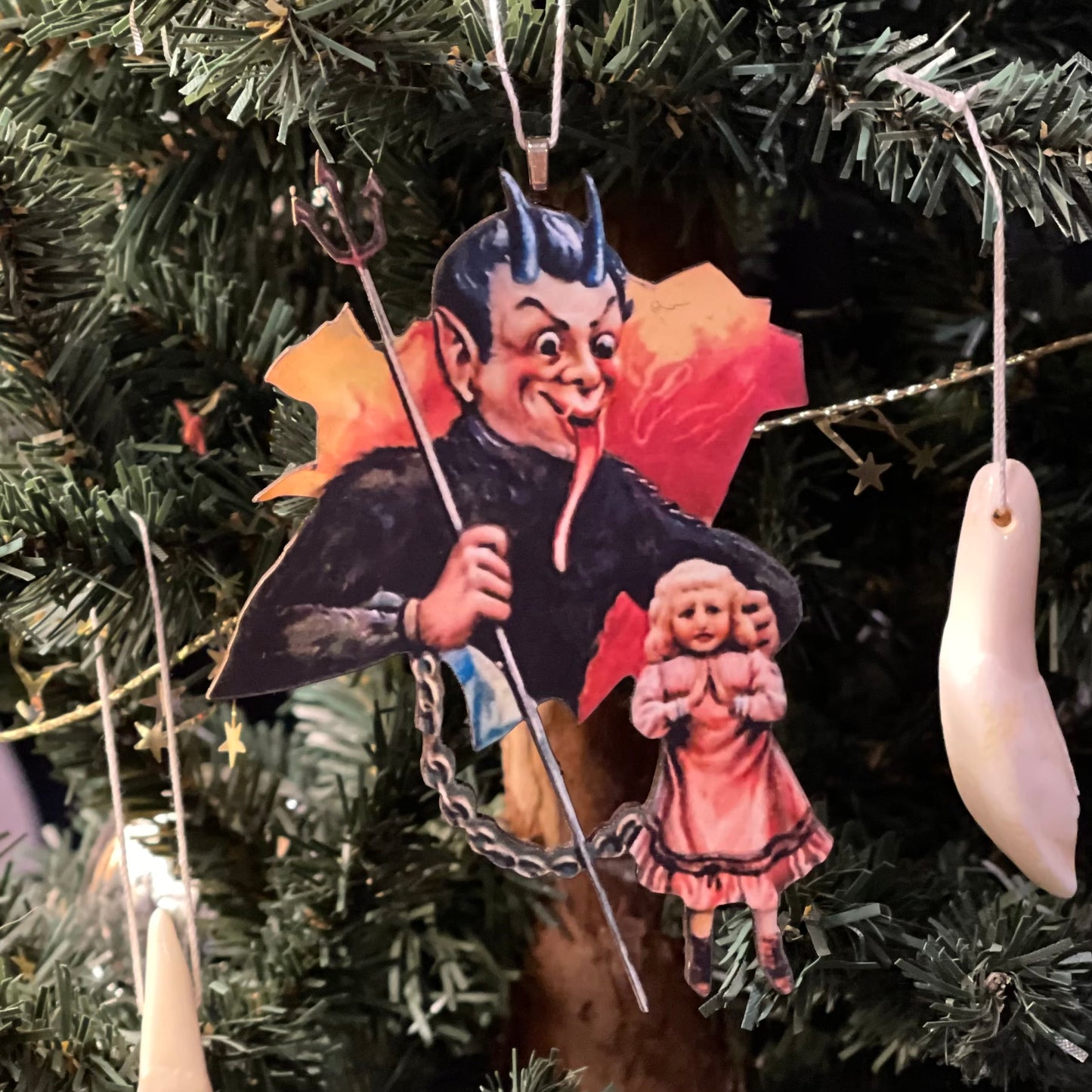 Krampus man wooden ornament