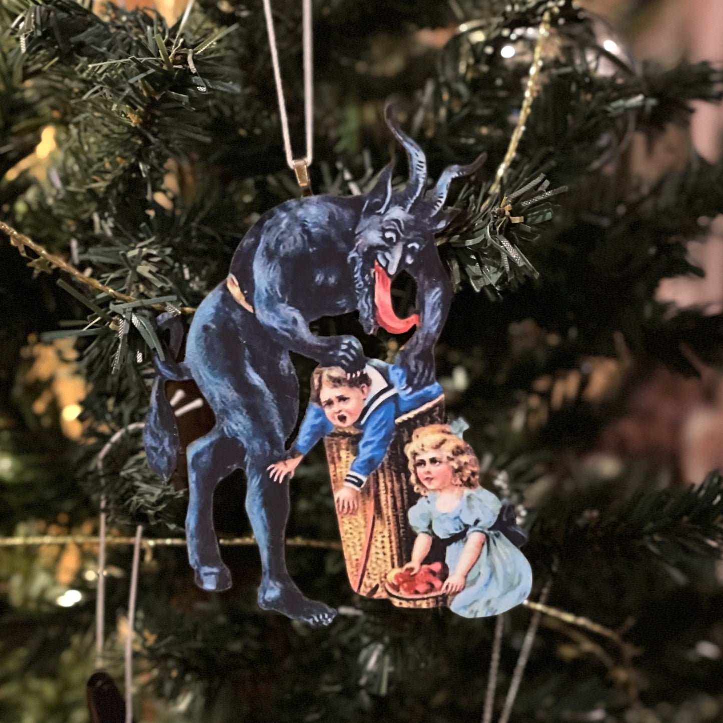 Krampus beast wooden ornament