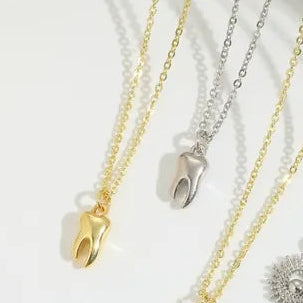 Gold or Silver tone Tooth pendant necklace