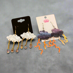 rain & lightning cloud earrings