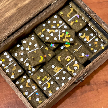 Sparkly Moon resin domino set with box