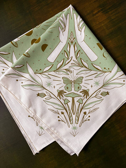 Bandana: Luminary; moss hands moths