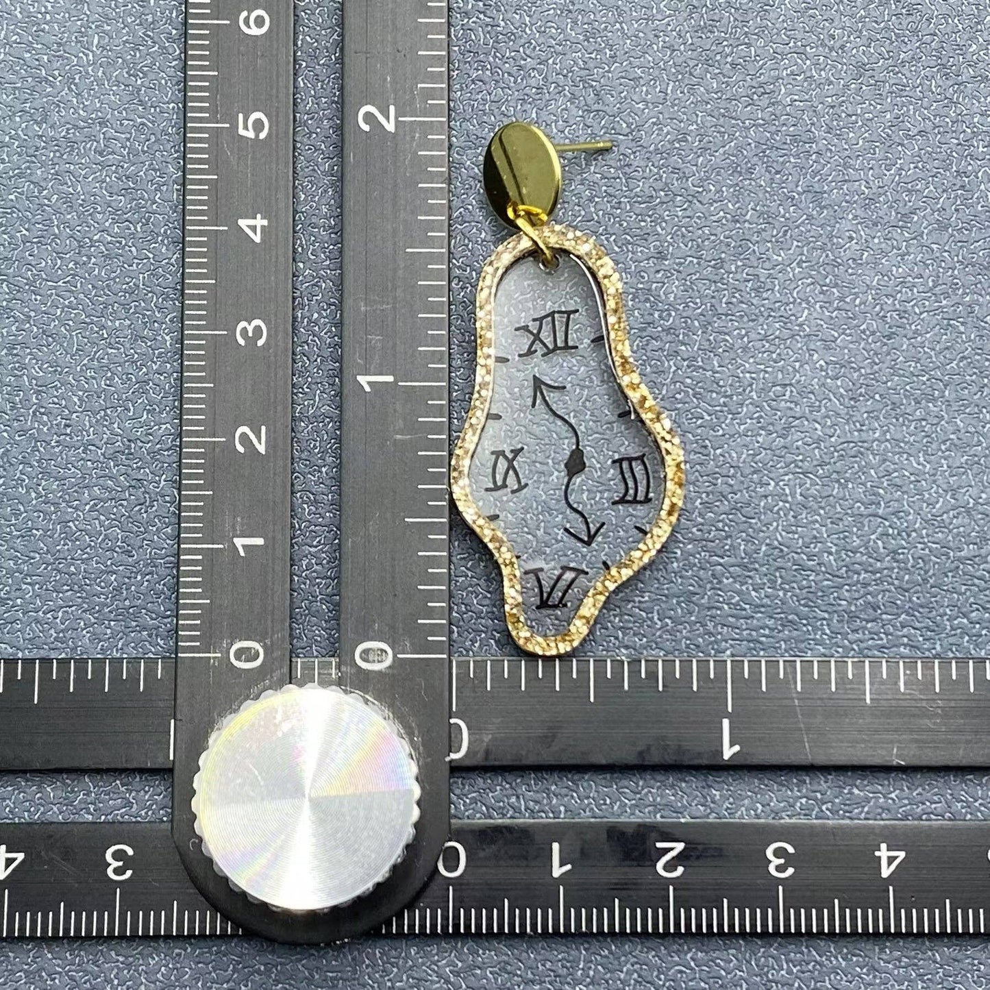 Time Flies Geometric Acrylic melting Clock Dangle Earrings