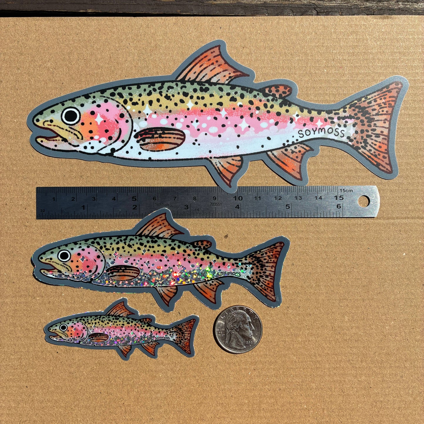 Rainbow Trout Glitter Stickers
