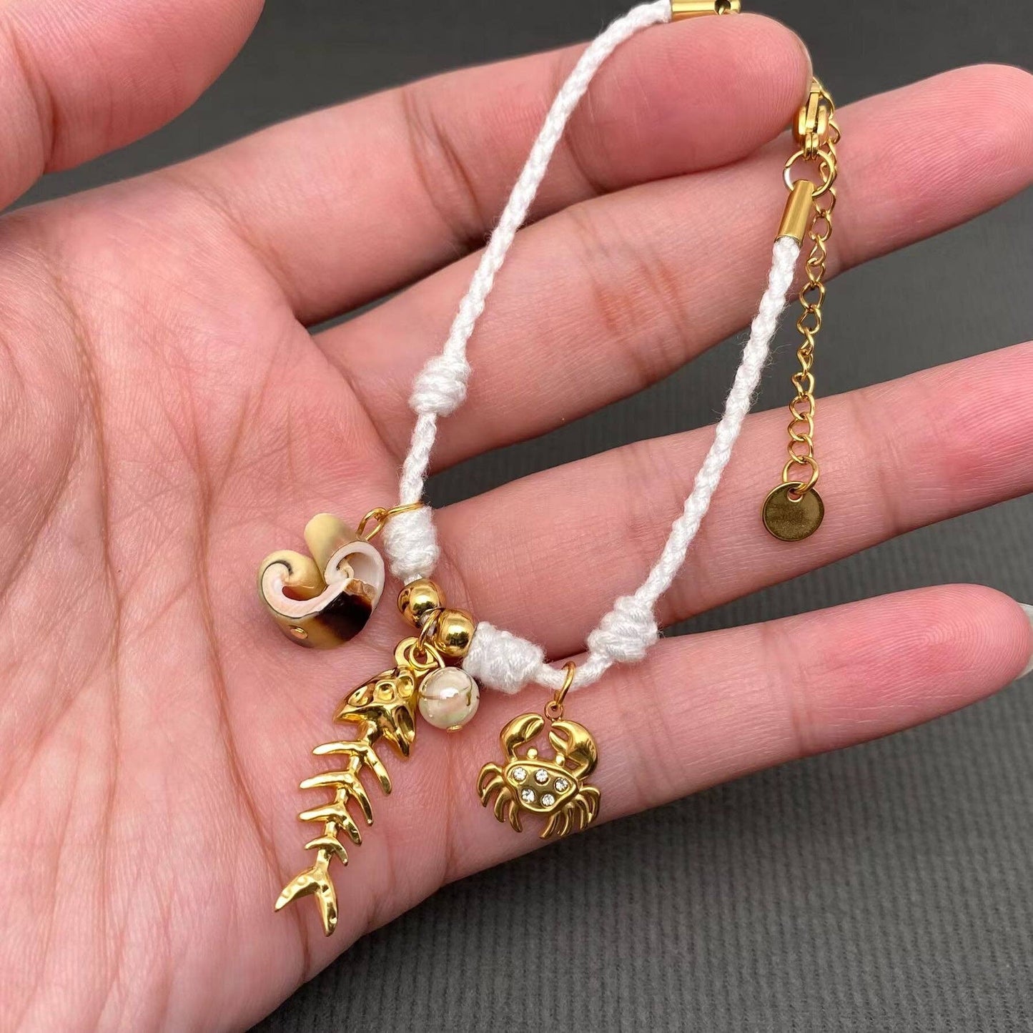 18K Gold Plated Summer Style Charm Rope Bracelet