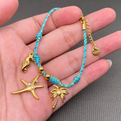 18K Gold Plated Summer Style Charm Rope Bracelet