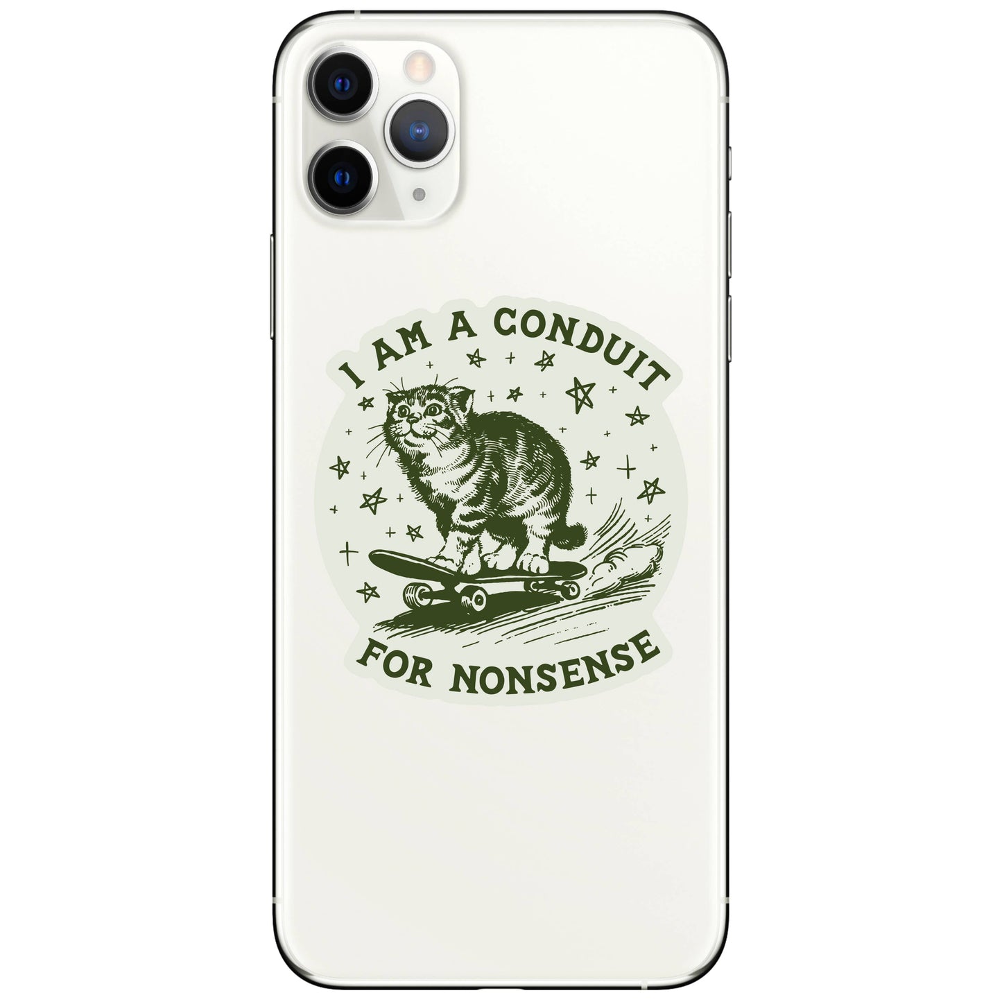 Conduit for Nonsense cat vinyl sticker