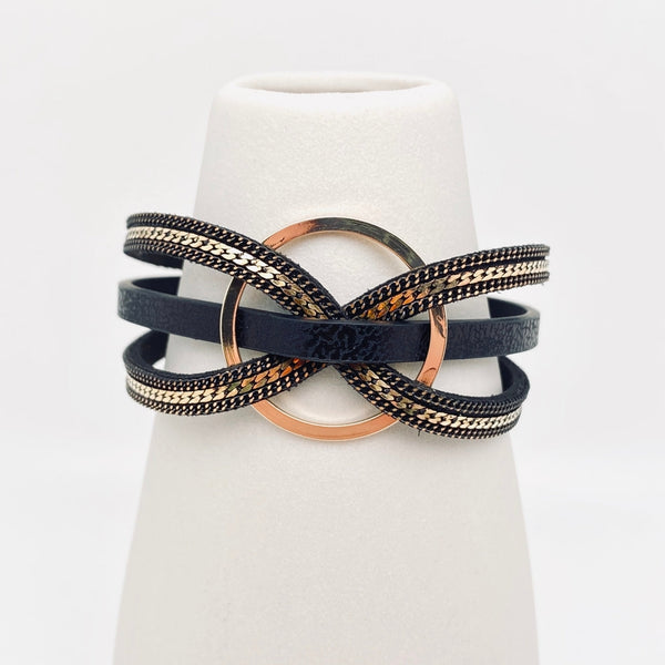 Magnetic Buckle Ring Leather Bangle Bracelet