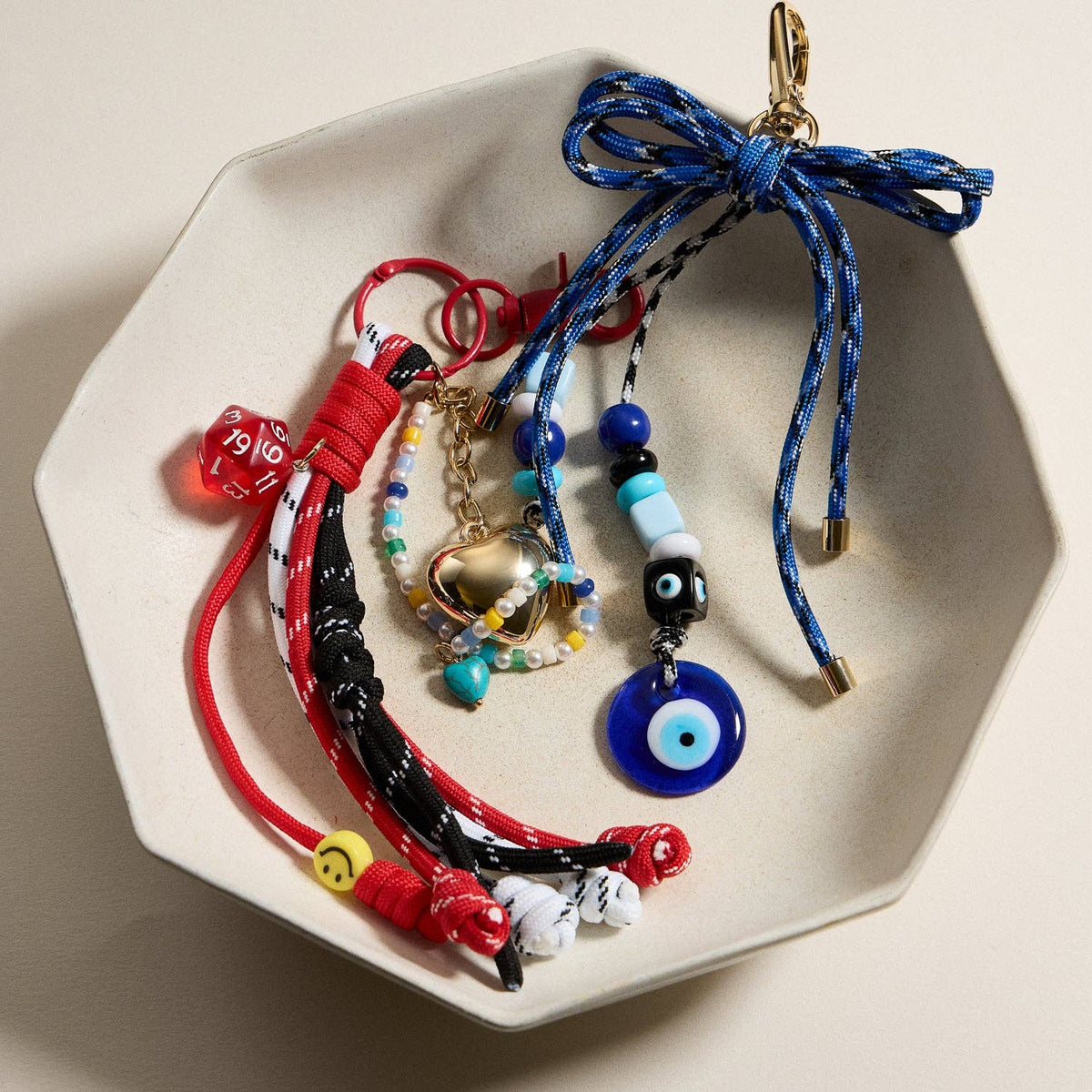 Elegant Beaded Keychain | Blue Evil Eye Charm