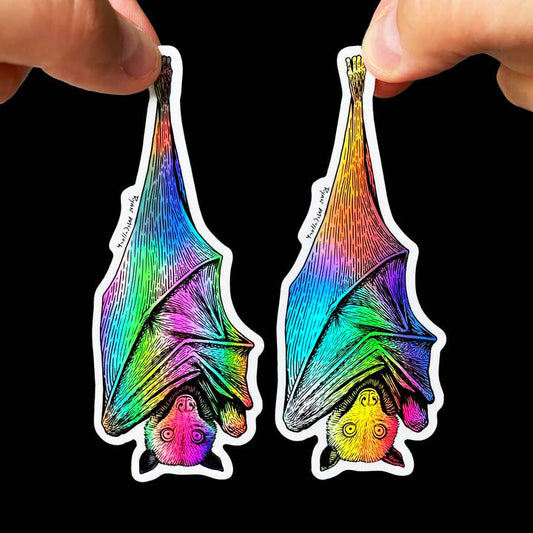 Holographic Hanging Bat (flying fox) vinyl sticker