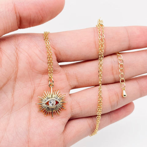 dainty Eye burst pendant necklace