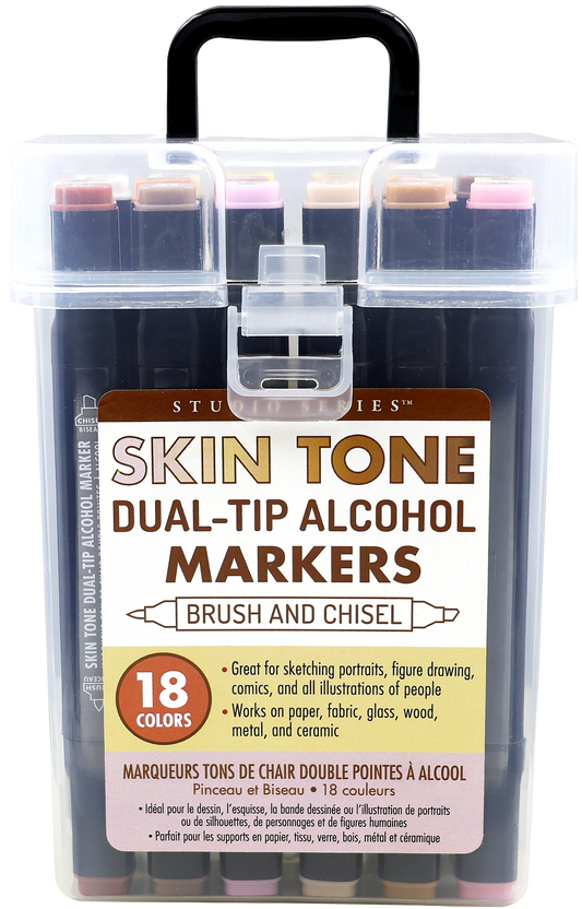 Studio Series Dual-Tip Skin Tone Alcohol Markers (Set of 18 colors)