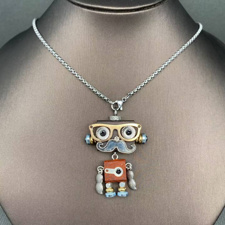 Steampunk Robot pendant necklaces