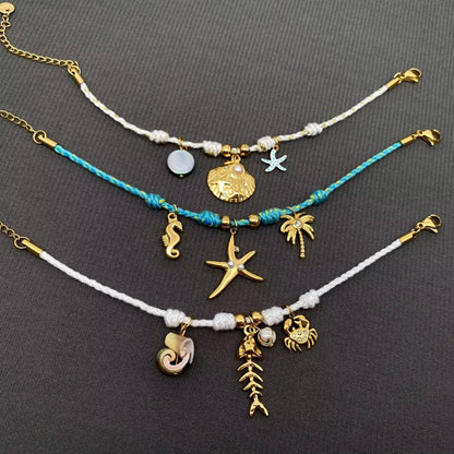 18K Gold Plated Summer Style Charm Rope Bracelet