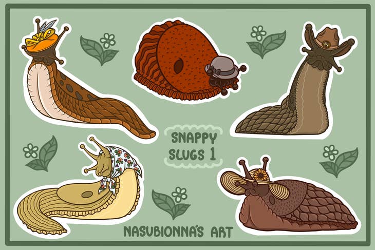 Slugs with hats sticker pack 1