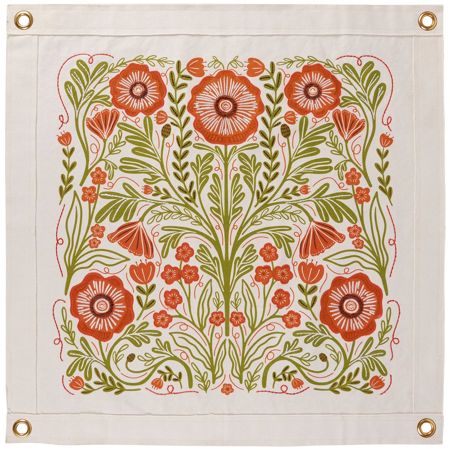 Poppies Folk Art Wall Banner