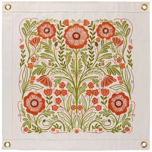 Poppies Folk Art Wall Banner