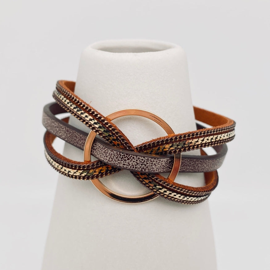 Magnetic Buckle Ring Leather Bangle Bracelet