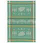 green and plaid kitchen towel with cabin trees and moon printed 