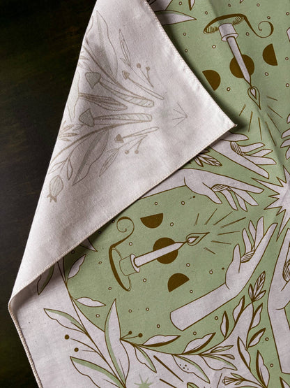 Bandana: Luminary; moss hands moths