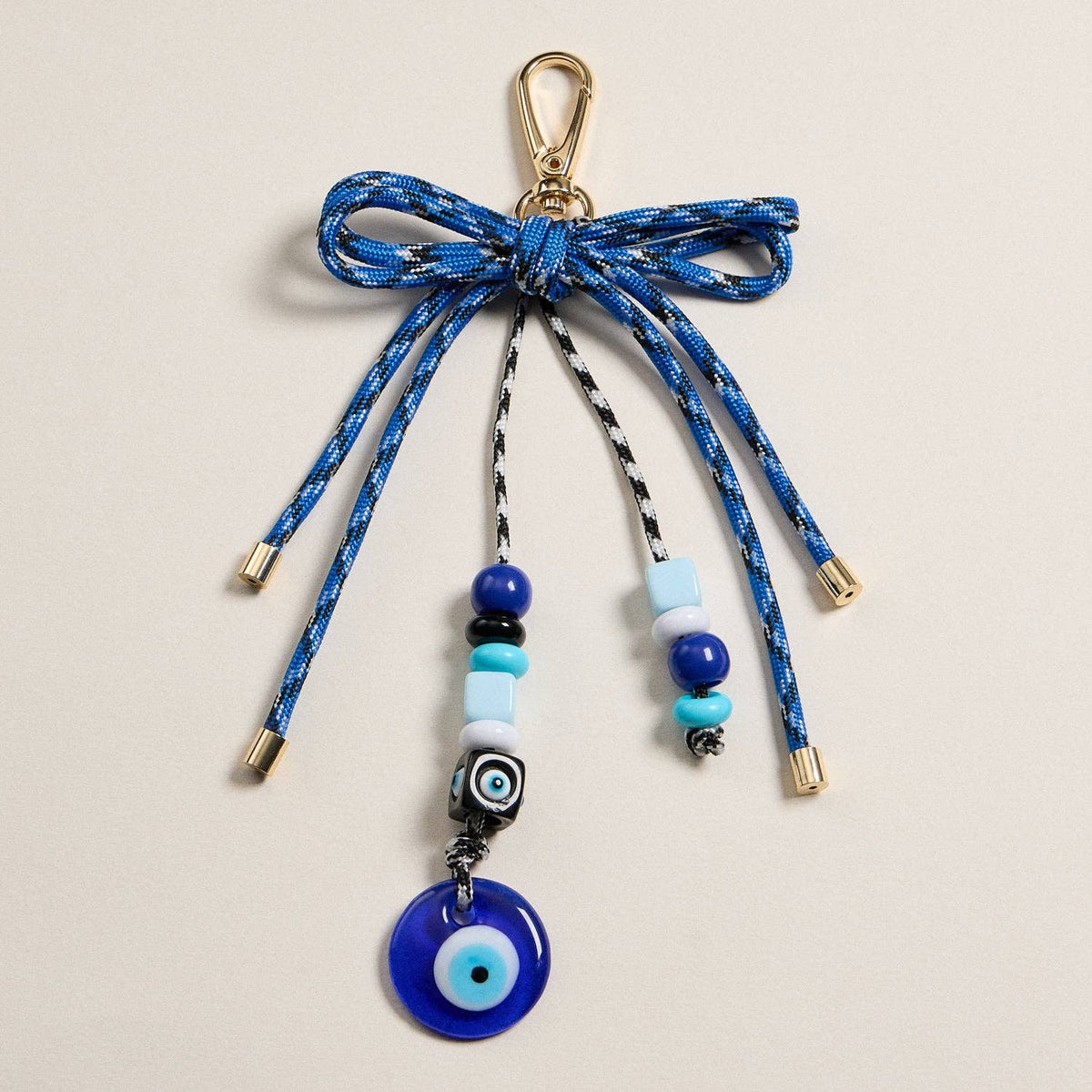 Elegant Beaded Keychain | Blue Evil Eye Charm