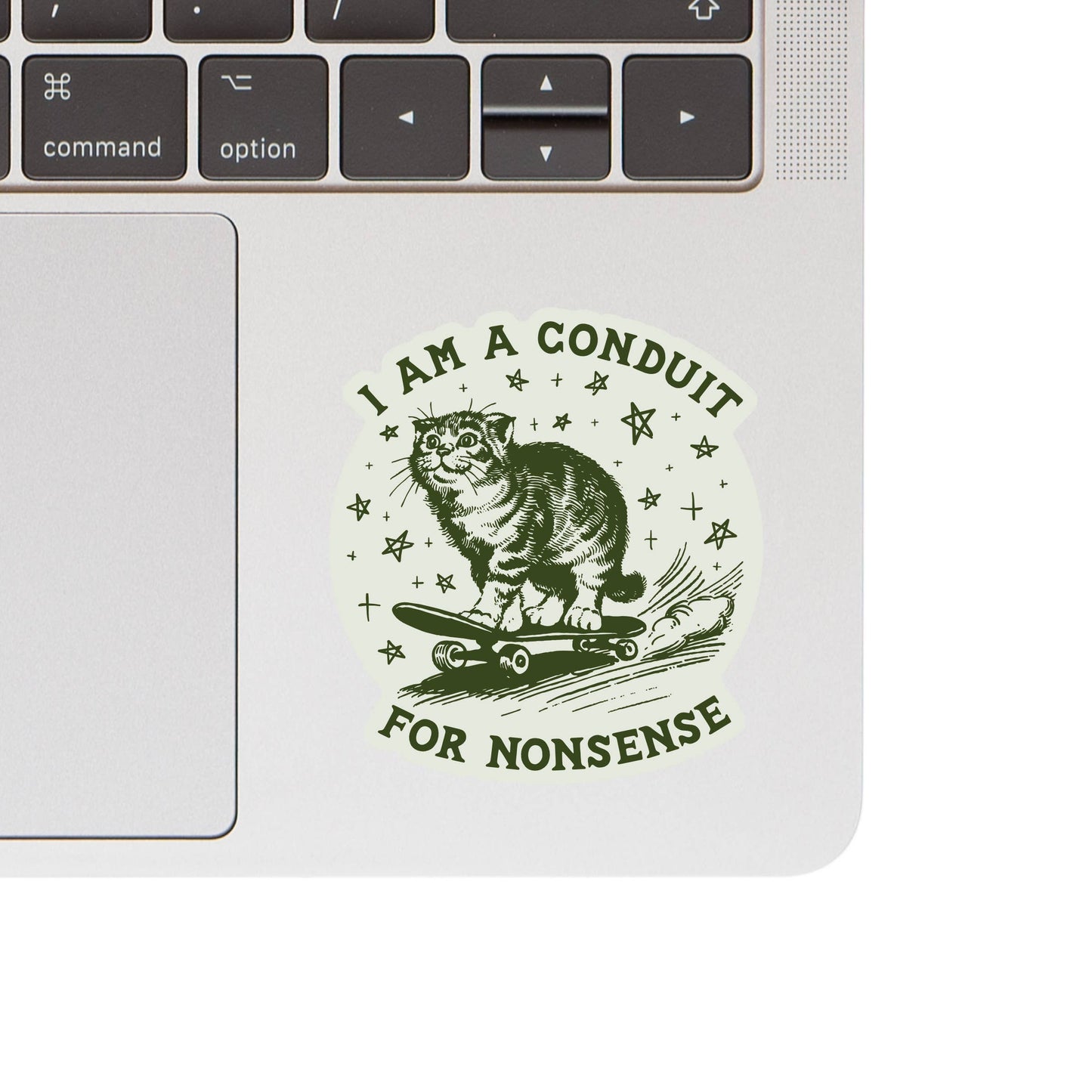 Conduit for Nonsense cat vinyl sticker