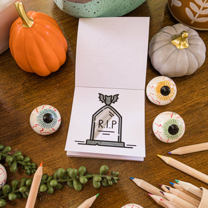 50 Pages Halloween Spooky-theme Mini Coloring Book