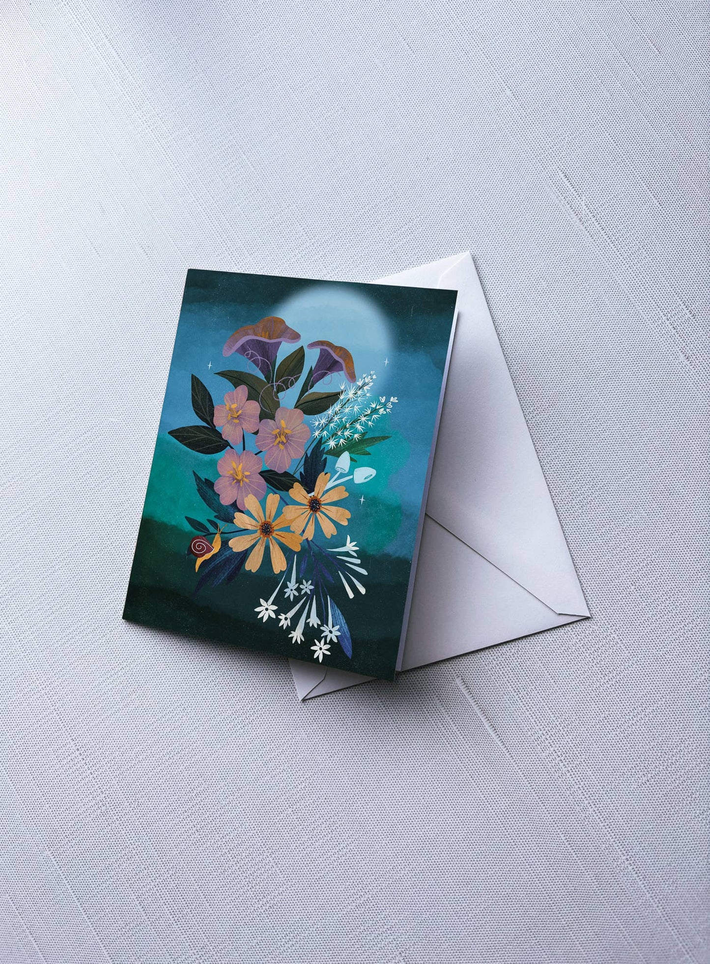 Greeting Card: Moonlit Garden; A2 folded, blank