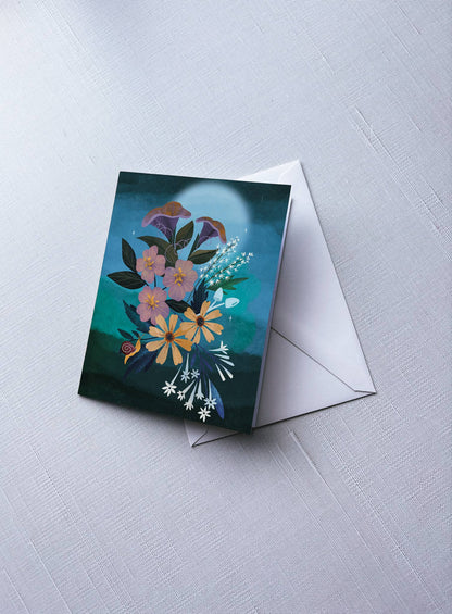 Greeting Card: Moonlit Garden; A2 folded, blank