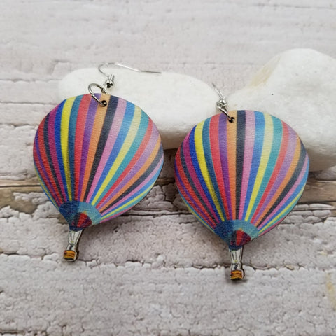 Hot Air Balloon wooden earrings
