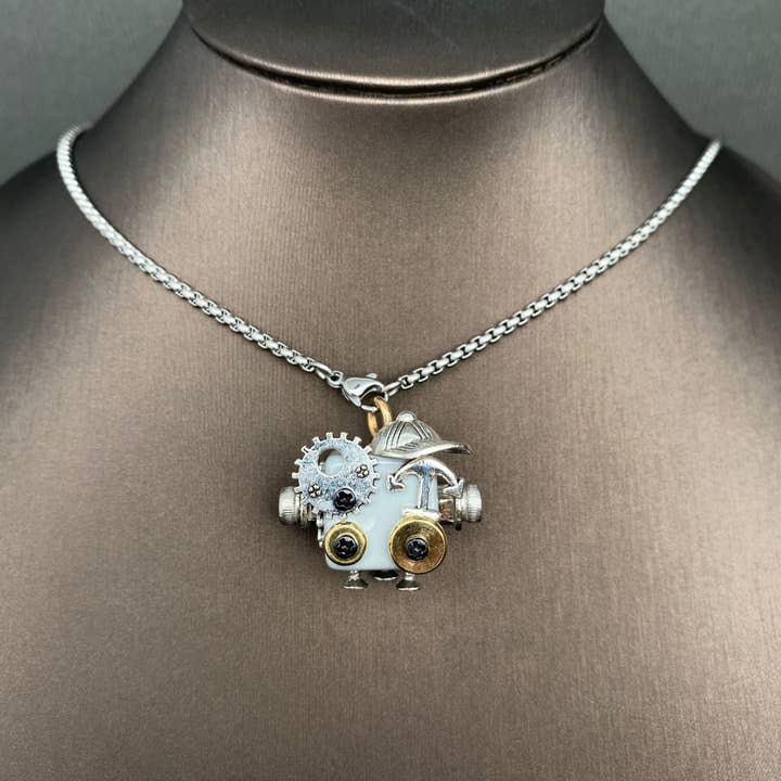 Steampunk Robot pendant necklaces